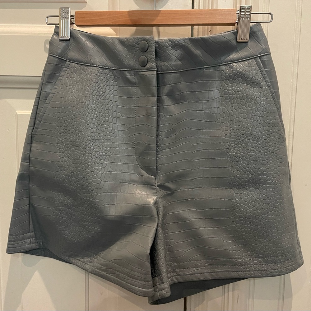 Blue Leather Shorts